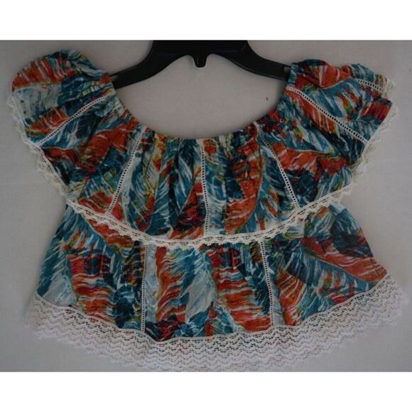 Anthropologie RAGA Women's Sz S Turquoise Paradise Peak Crop Top - Picture 4 of 5